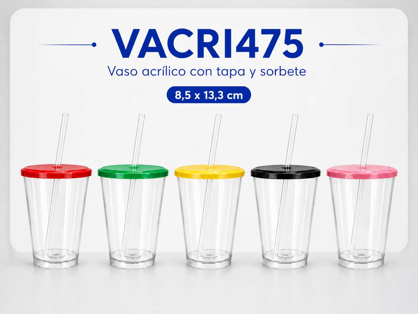 Vaso plástico actilico cristal 475cc con tapa incluye sorbete transparente descartable. Colores fuertes y pasteles. Ideal fiestas y eventos. Envíos a todo el país.
Descripción del producto:
El Vaso Cristal 475cc es un vaso plástico transparente tipo "cristal" con tapa y sorbete transparente incluidos, de medida 8,5x13,3cm. Su mayor capacidad lo hace ideal para eventos, cumpleaños,  tragos, smoothies, granizados y bebidas frías en eventos, cumpleaños, boliches y locales gastronómicos.
La tapa está disponible en una amplia gama de colores fuertes (rojo, verde, amarillo, celeste, azul, blanco, transparente, negro, tiffany, violeta) y fluo (naranja y fucsia fluo), además de tonos pastel (rosa, celeste, amarillo, verde y lila), permitiendo combinar con la temática de cualquier evento o identidad de marca.
Puntos clave: capacidad 475cc, medida 8,5x13,3cm, vaso transparente tipo cristal, incluye tapa y sorbete, amplia variedad de colores en tapa (fuertes, fluo y pasteles), ideal para eventos, fiestas y locales gastronómicos.
Disponible por unidad, por 100 unidades y por mayor (bultos de 200u), con precios diferenciados por volumen. Envíos a todo el país y atención por WhatsApp.