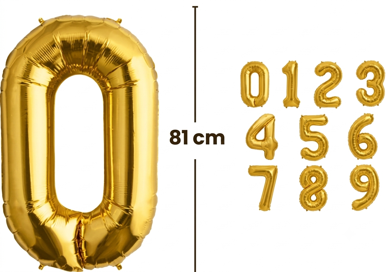 Globos con Numeros Dorado grandes 32 pulgadas - 80cm
