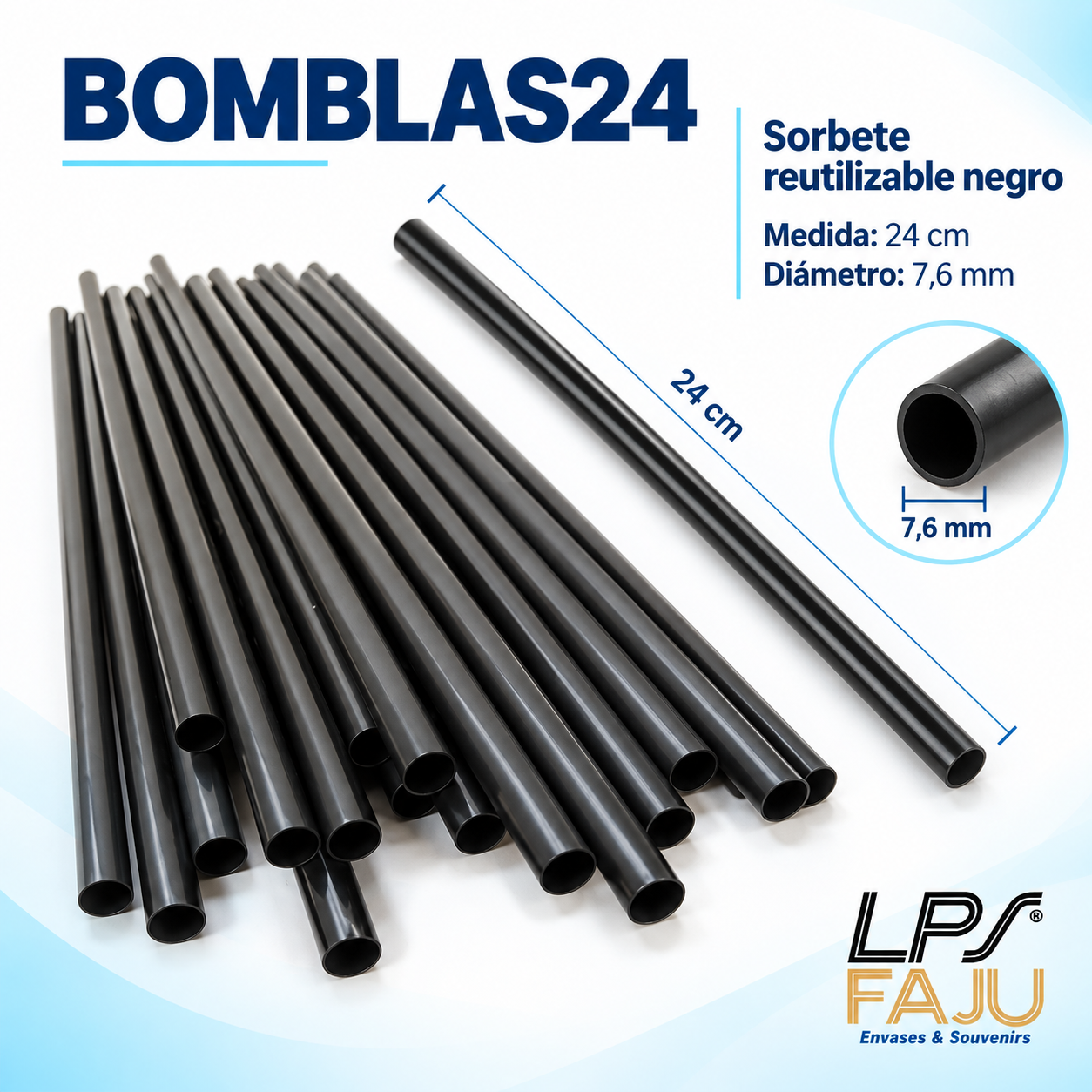 Sorbete reutilizable negro 24 cm de plástico duro

DESCRIPCION

Práctico, resistente y pensado para reutilizar, este sorbete negro de 24 cm está fabricado en plástico duro y posee un diámetro de 7,6 mm. Su formato recto y firme lo hace ideal para vasos altos, tragos, bebidas frías y propuestas gastronómicas. Una excelente opción para quienes buscan sorbetes reutilizables, bombillas plásticas y sorbetes negros por mayor.

CARACTERISTICAS
- Material: plástico duro
- Largo: 24 cm
- Diámetro: 7,6 mm
- Color: negro
- Tipo: recto
- Reutilizable
- Presentación: Por unidad

USOS E IDEAS
Ideal para vasos, tragos, licuados, bebidas frías, eventos, gastronomía y fiestas. También es una opción práctica para bares, emprendimientos y revendedores que buscan sorbetes reutilizables negros por mayor.
Somos LPS FAJU, fabricantes, mayoristas e importadores directos de envases, souvenirs, packaging e insumos para emprendimientos, fiestas y eventos. Fotos ilustrativas.