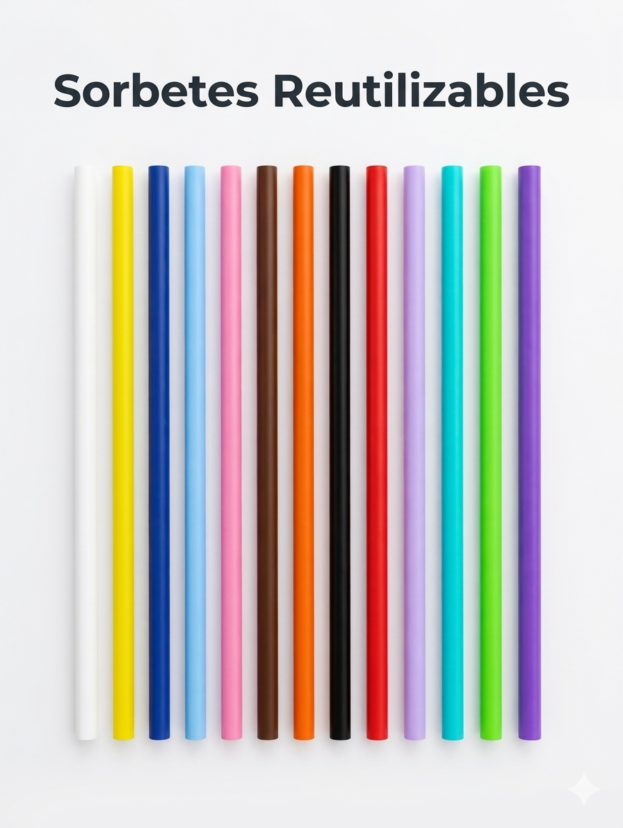 Prácticos, coloridos y reutilizables, ideales para complementar vasos con sorbete y darle un toque divertido a tus bebidas y presentaciones.
 Perfectos para cumpleaños, candy bar, eventos, emprendimientos y uso diario.Disponibles por color.